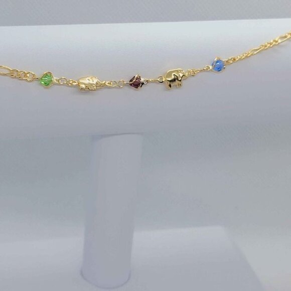 Brand New Brazilian 18k Gold Filled 2 Elephants w/ beaded colors anklet - Picture 3 of 3